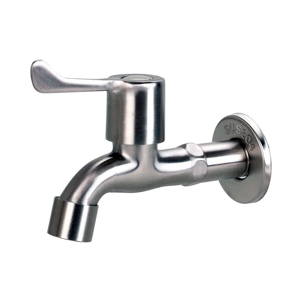 Torneira De Parede Para Tanque Em Aço Inox Paranaíba Pingoo - Prata Escovado