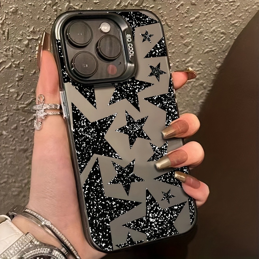 Capinha Estrela Preta com Glitter Anti-impacto Para Redmi K80 PRO A5 14C Note 14 13 12 10s Poco F7ULTRA X7 M4 F6X6 Capas