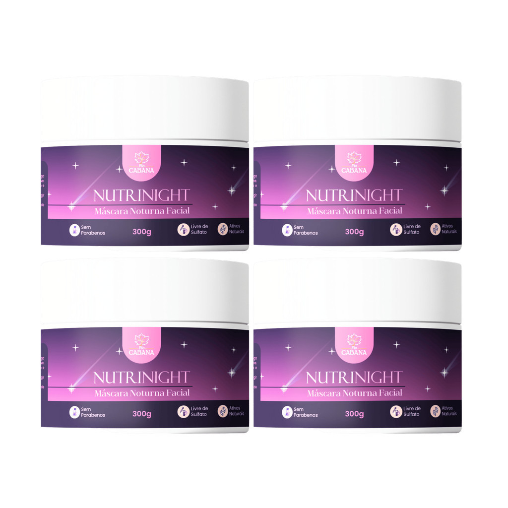 Kit com 4 Máscaras Noturnas NutriNight Fio Cabana 300g | Hidrata, Regenera e Ilumina Vegana