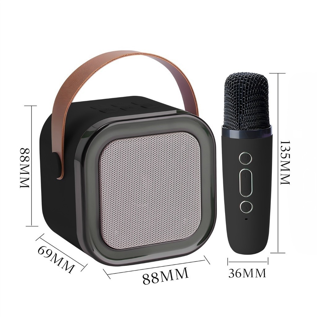 Mini alto-falante portátil sem fio Bluetooth para karaokê, com microfone único e duplo.  ming