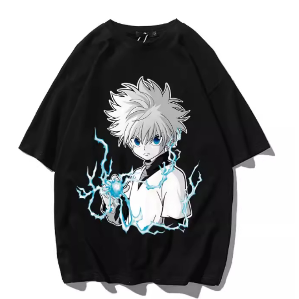 Camiseta Unissex Retrô Casual Em Puro Algodão Com Estampa Do Personagem Killua Do Anime Hunter X Hunter