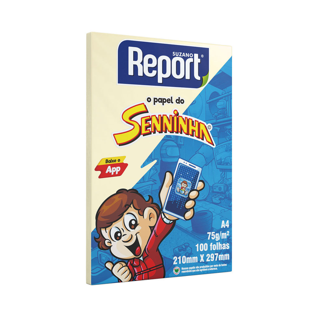 Detalhes do Papel Sulfite Report Seninha A4 Amarelo 75g com 100 Folhas