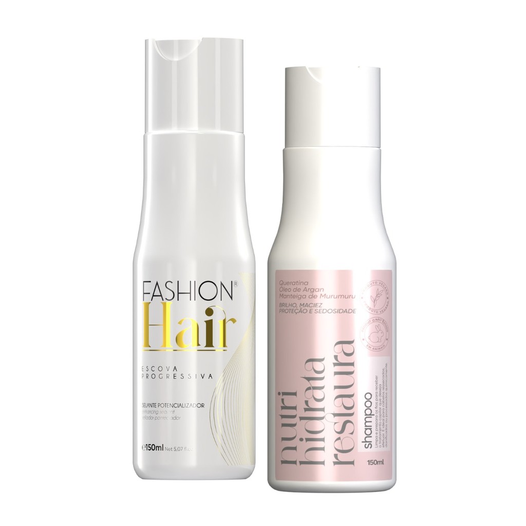 Kit Fashion Hair - Escova Progressiva 150ml Linha Gold + Shampoo Pós Química 150ml
