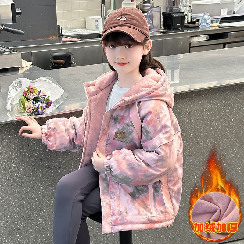 Meninas jaqueta acolchoada de algodão moda inverno meninas velo-acolchoado engrossado médio grande topos jaquetas infant