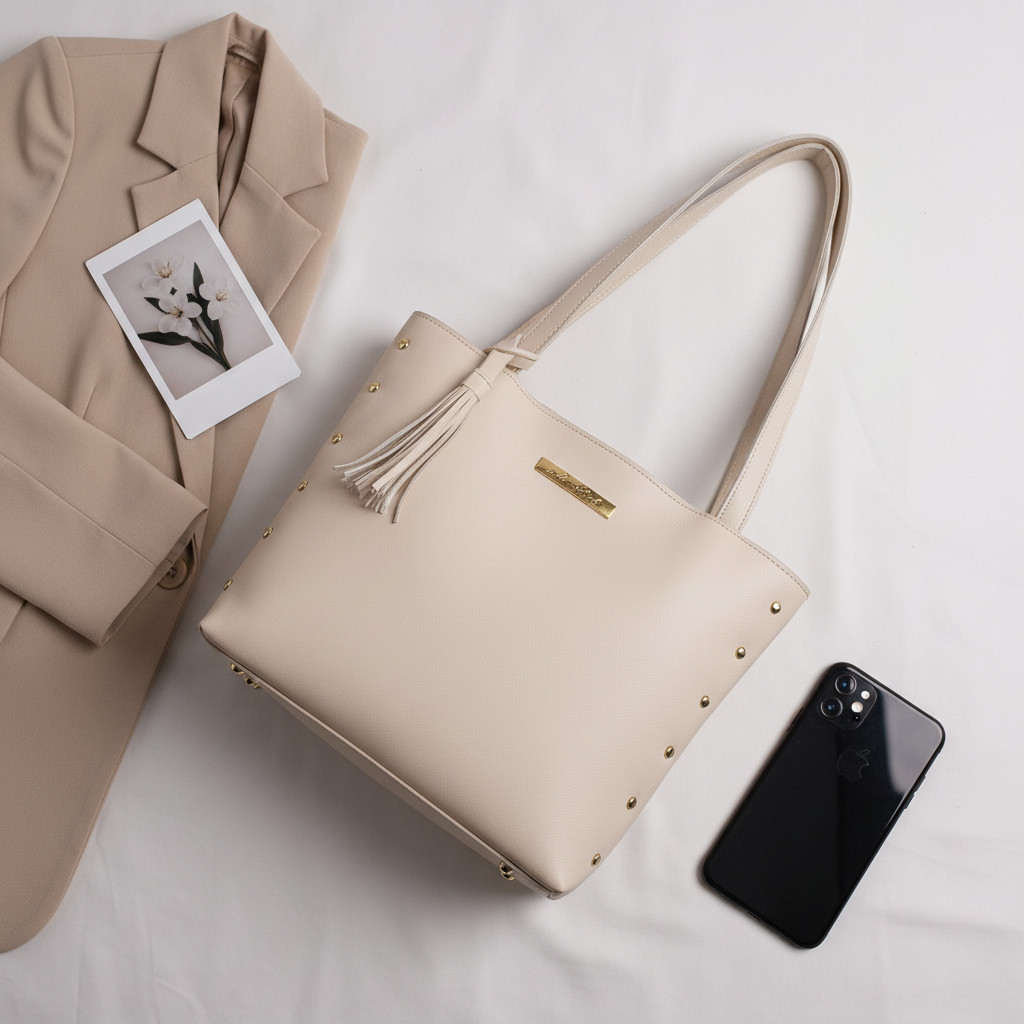 Bolsa Feminina Shopper Sacola Grande Detalhes Dourado em Oferta na Shopee