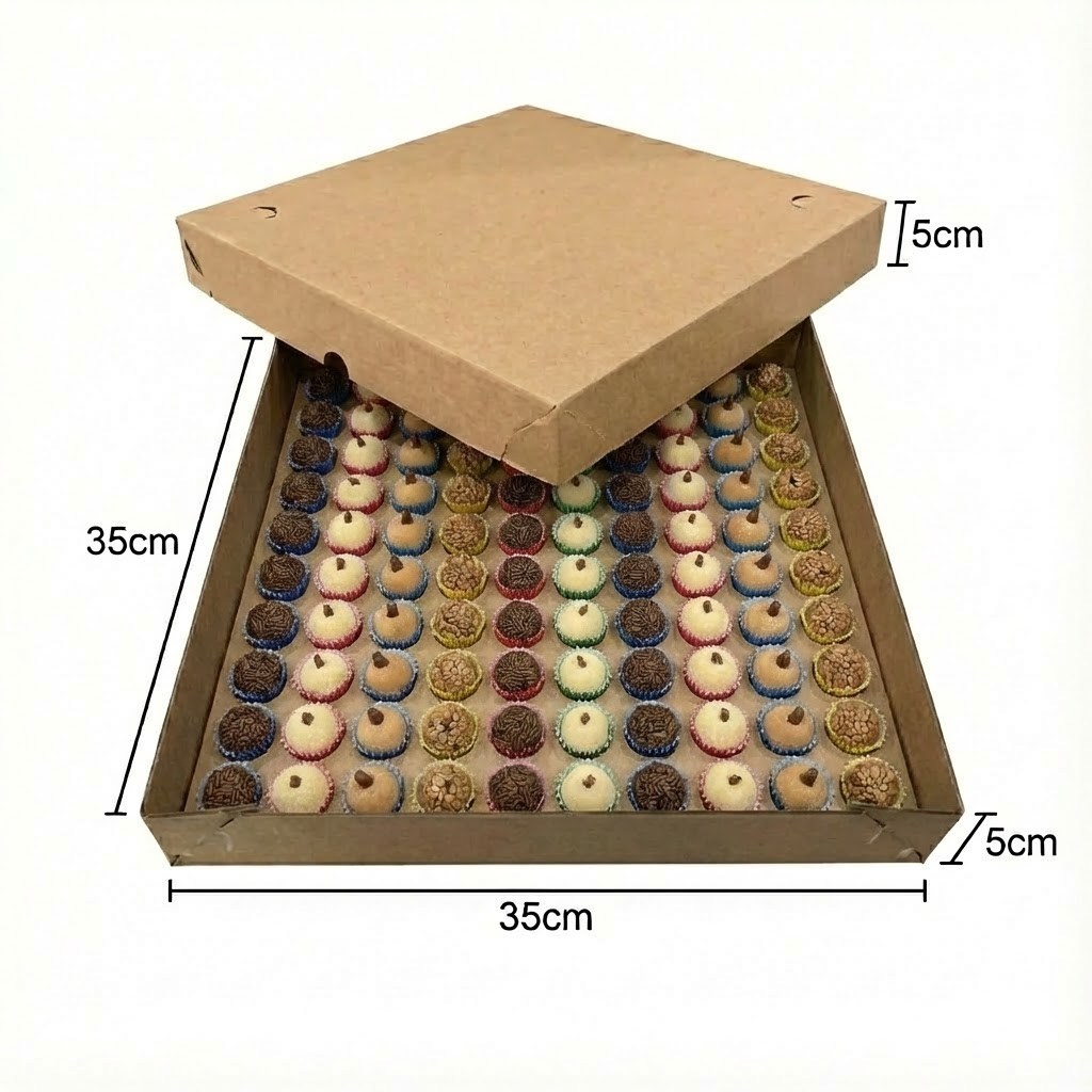 Caixas 35x35x5 para 100 Doces Forminha Nº 6 com Berço (Branco/Kraft) - Envio em 24h em Oferta na Shopee