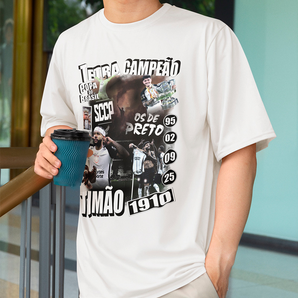 Camiseta Futebol Tetracampeão 2025 Copa Do Brasil Camisa Timão Memphis Depay Garro Yuri Alberto
