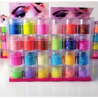 Kit 12 Potinhos de Glitter Chunky Poliéster Importado-Glitter Flocado Extra Fino - Cores Holográficas 10 gr -INLIS ANA em Oferta na Shopee