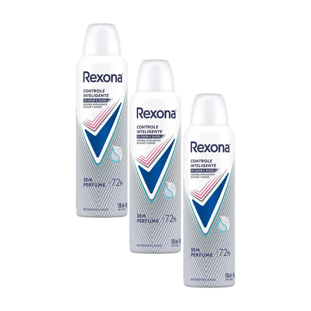 Kit 3 Desodorantes Antitranspirantes Rexona Feminino Sem Perfume 150ml em Oferta na Shopee