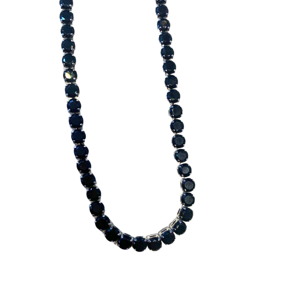 Colar Riviera Banhada a Prata 925 - Diamante Negro 60cm