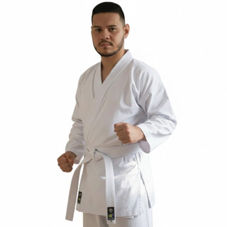 Kimono Karatê Branco Adulto C/ Faixa Branca