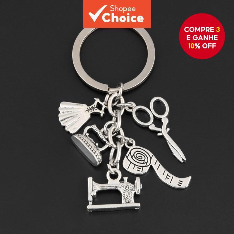 Nova Máquina De Costura Chaveiro Porta-Chaves De Ferro Medida Tesoura Vestir Feminino Jóias De Bricolagem Feitas À Mão