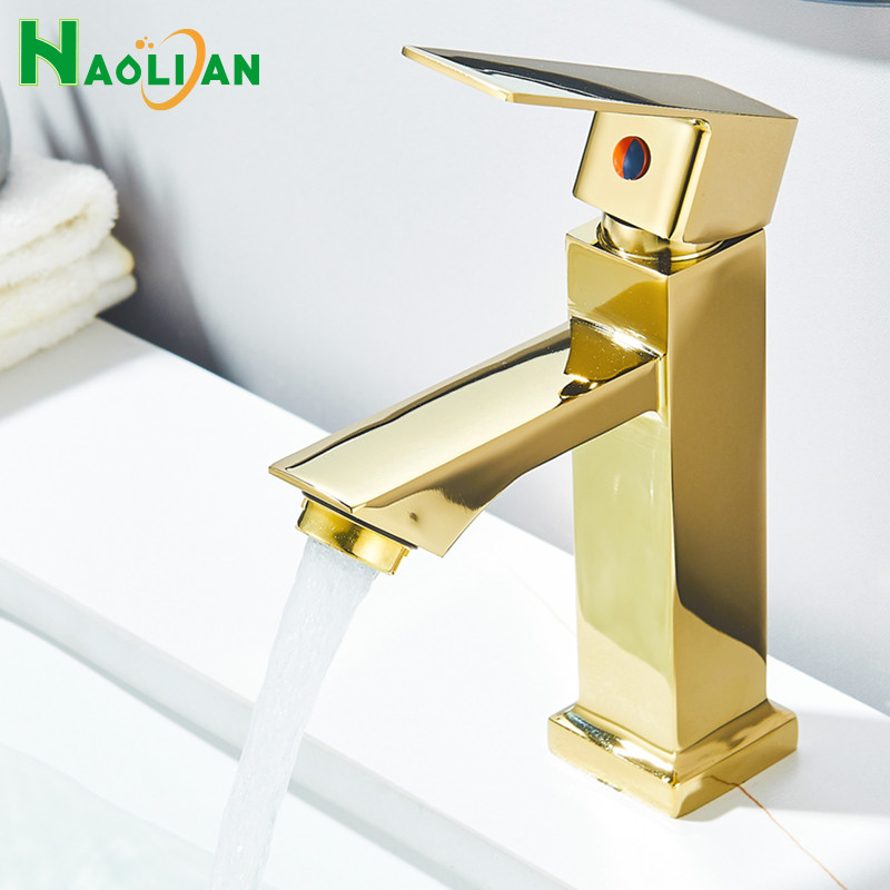 Torneira Banheiro Lavatório Luxo Inox Bancada Torneiras De Água Fria Preto , Dourado em Oferta na Shopee