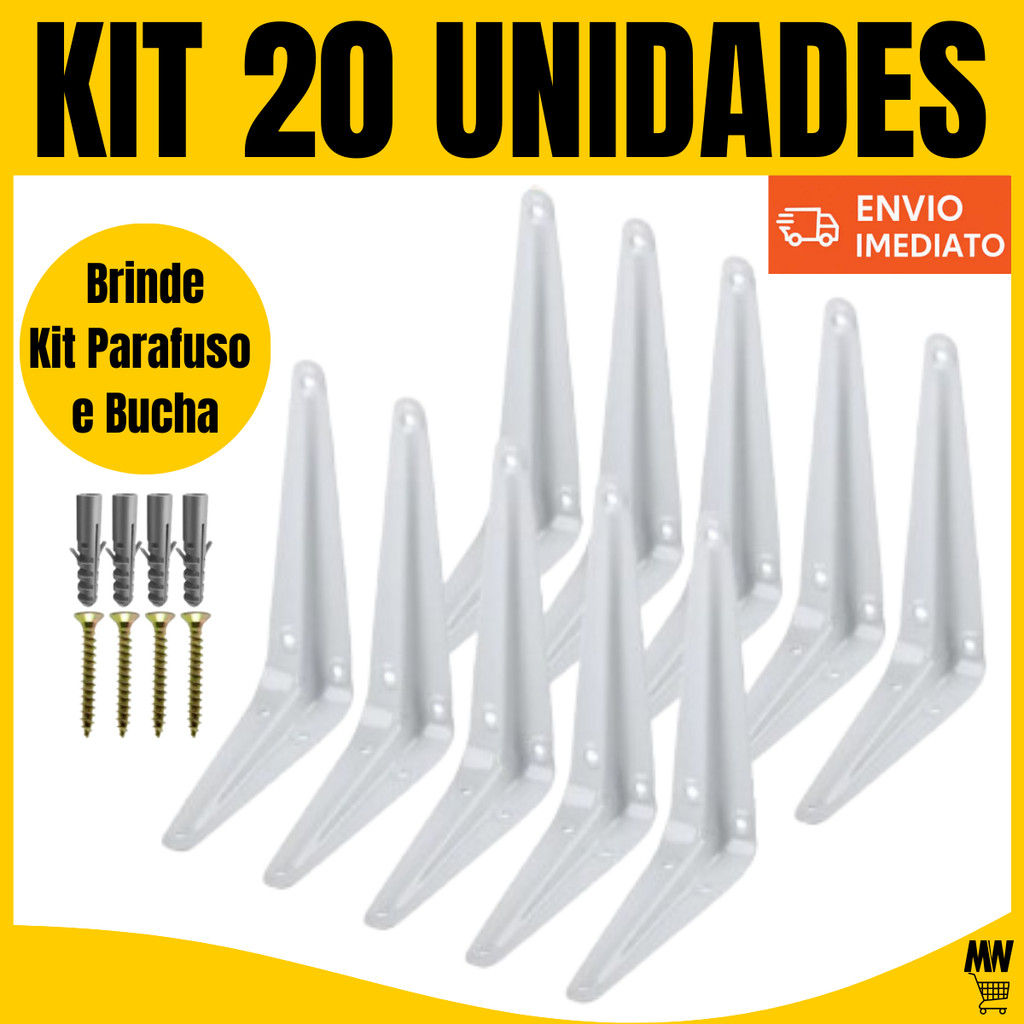 Suportes Mão Francesa - 10x12cm/15x20cm/20x25cm Canto Tábua Cantoneira Reforçada Branca BP em Oferta na Shopee