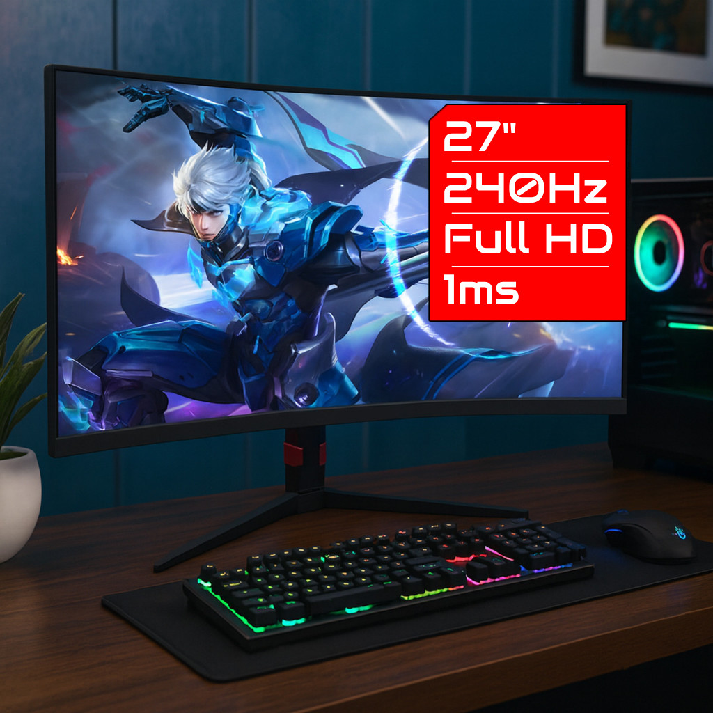 Monitor Gamer 27 Polegadas Curvo 1ms 200Hz 240Hz FHD HDMI DP Alta Nitidez Tela VA em Oferta na Shopee