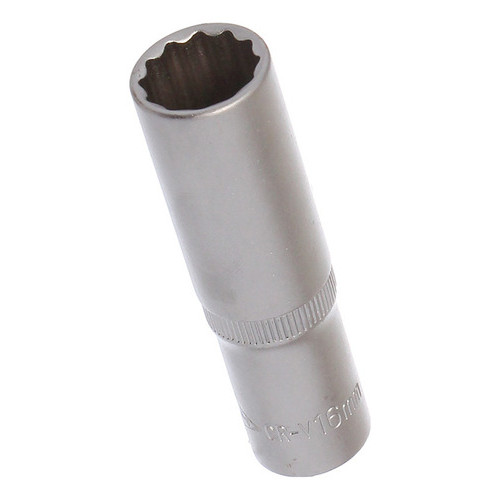 Soquete Estriado Longo Encaixe 1/2 Boca 16 Mm Saga Corneta Cromo