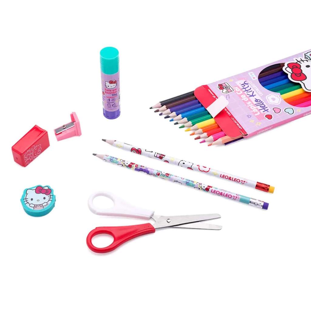 Kit Lápis De Cor 12 Cores Hello Kitty Caixa + Acessórios Leo&Leo Leonora - 71616 · foto 2