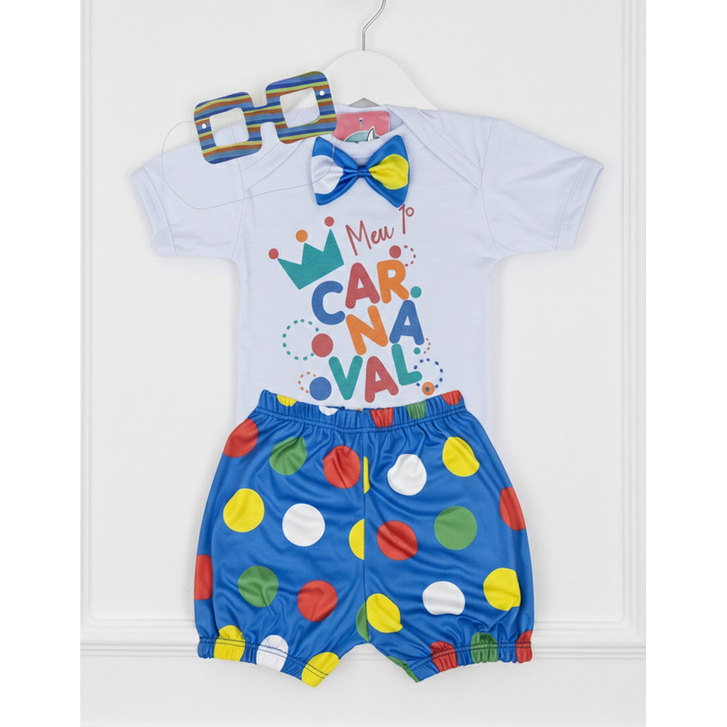 Body Bebê Fantasia Meu 1° Carnaval + Short e Óculos em Oferta na Shopee