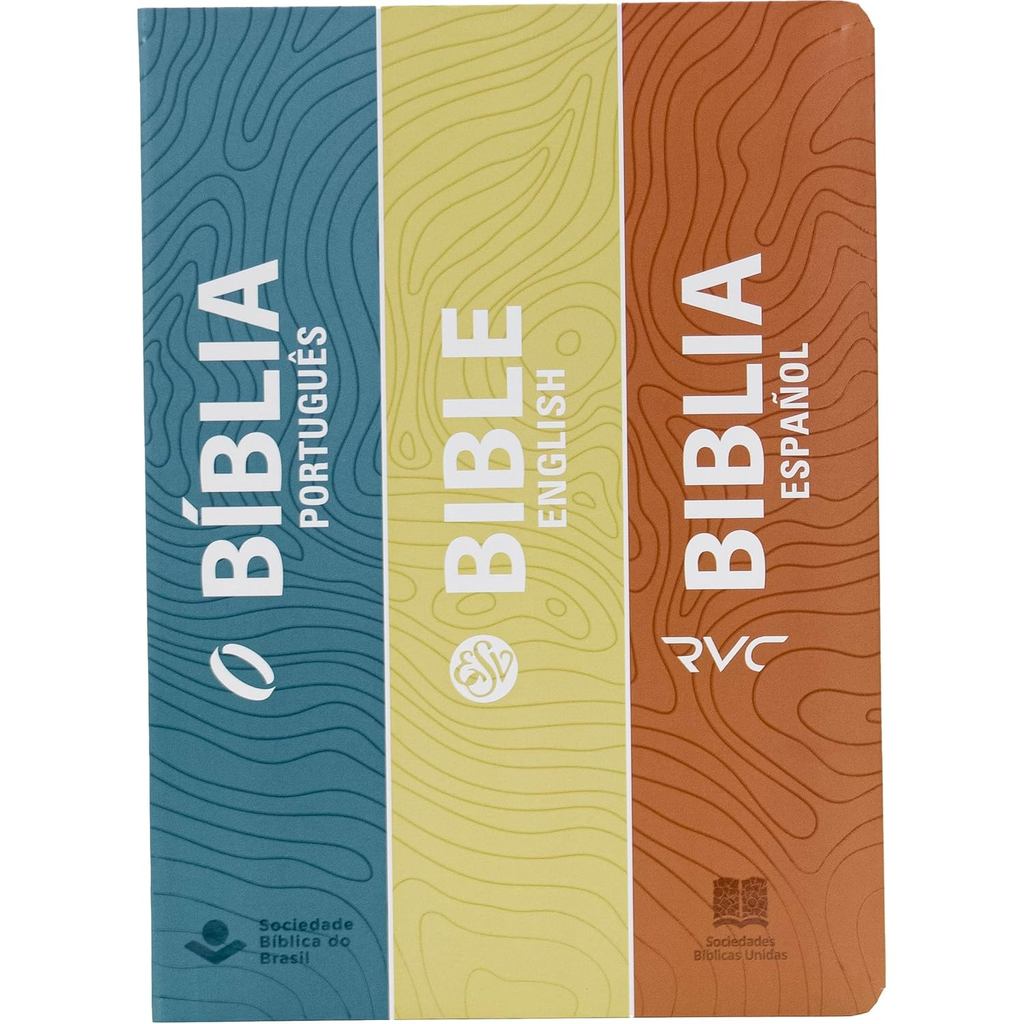 Bíblia Sagrada NAA/ESV/RVC | Trilíngue | Letra Normal | Semiflexível | Três Cores em Oferta na Shopee
