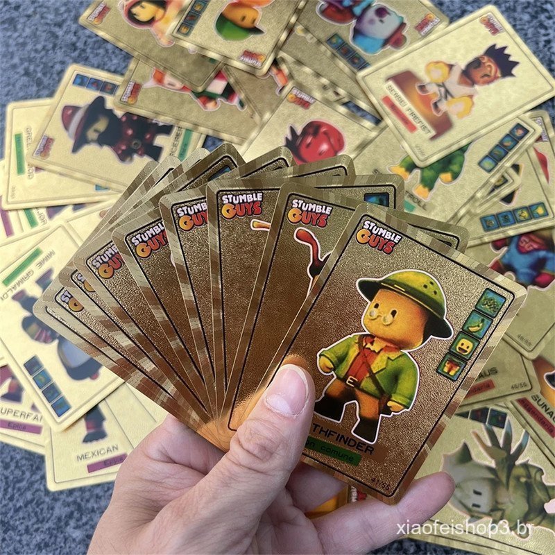55 Pçs/Set Stumble Guys Cartões Anime Jogo De Tabuleiro Ouro Prata Folha Brilhante Coleção Flash Figura Cartão De Negoci