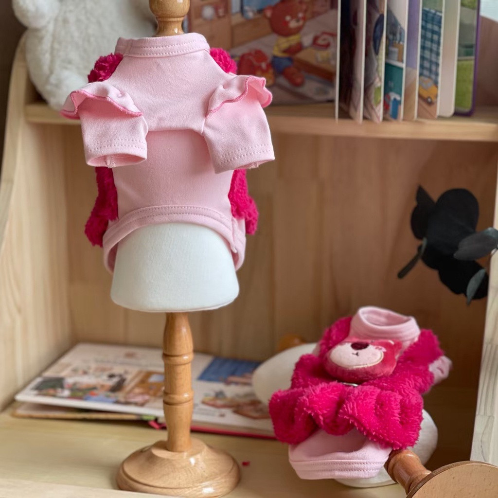 Nova Roupa De Animal De Estimação Cachorro Shitzu Teddy Bichon Vestido De Gato Ruffles Doce Estilo