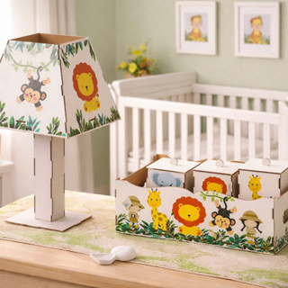 Kit Higiene Bebê safari 5 Pç Mdf Mult uso adesivado novidade Pronta Entrega promoção em Oferta na Shopee