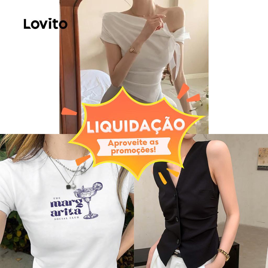 Lovito Blusas Casuais Especiais Para Mulheres (Tamanho P) em Oferta na Shopee