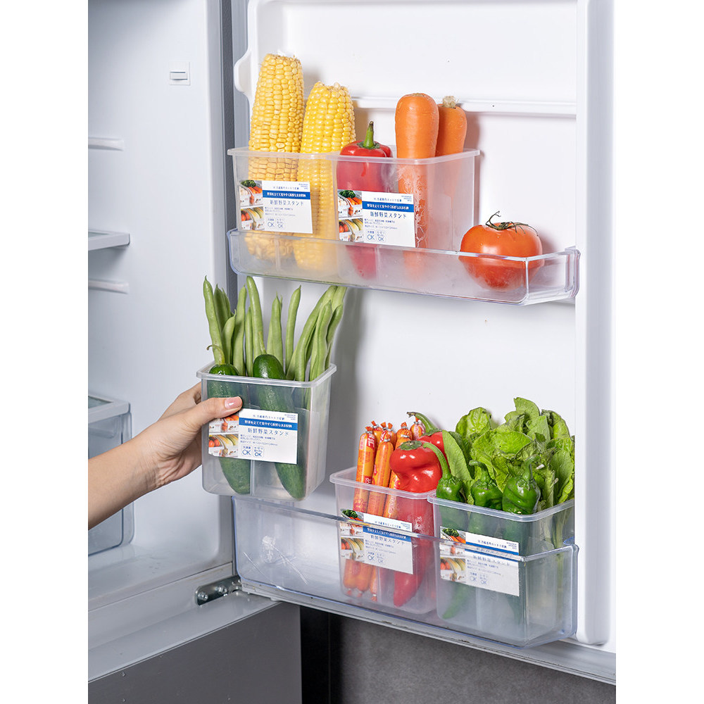 Casa geladeira porta lateral caixa de armazenamento doméstico produto comestível multifuncional gengibre alho lanche cai