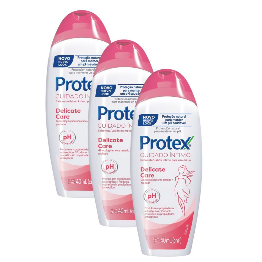 Kit 3 Sabonete Íntimo Protex Cuidado íntimo Delicate Care 40ml em Oferta na Shopee