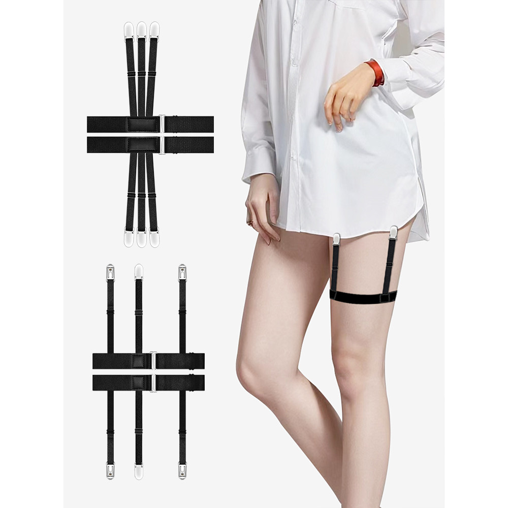 Lomon clipe de camisa masculina bainha invisível anti-rugas camisa antiderrapante anti-up cinto coxa anel fixação ferram
