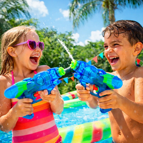 Arminha De Água Shot Lança Brinquedo Piscina Praia Pistola Infantil Arma Alta Pressão Reservatorio Verão Kit 1 a 7 unida