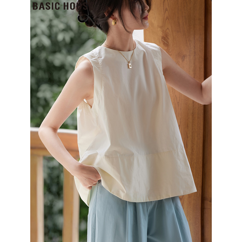 Casa básica/casa básica bom Design em torno do pescoço sem mangas camisa senhoras verão colete 2026 novo estilo