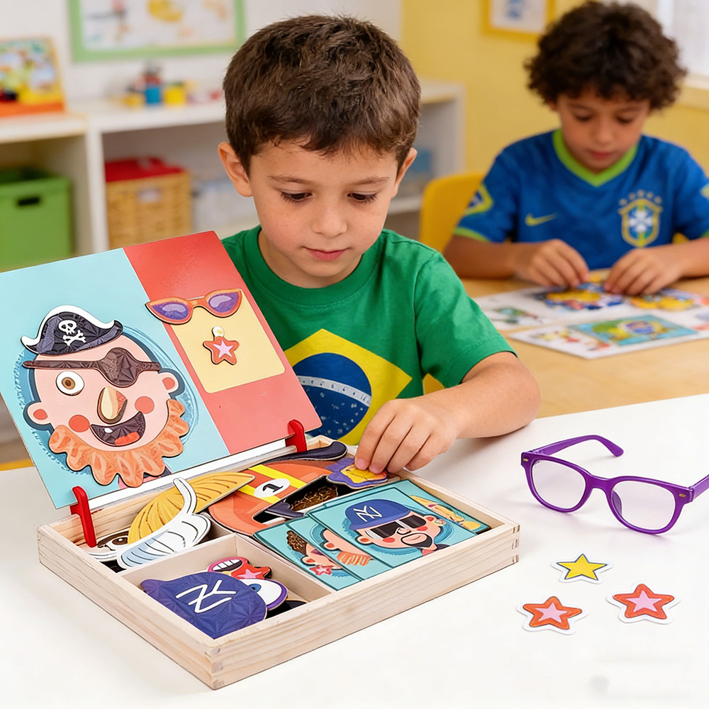 Montessori Toy Crianças Quebra Cabeça Magnético Infantil Puzzle Crianças Magnetic Puzzle Quadro de Escrita