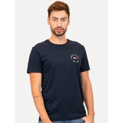 Camiseta Tommy Hilfiger Original Masculina Roundle Logo Chest Azul Marinho