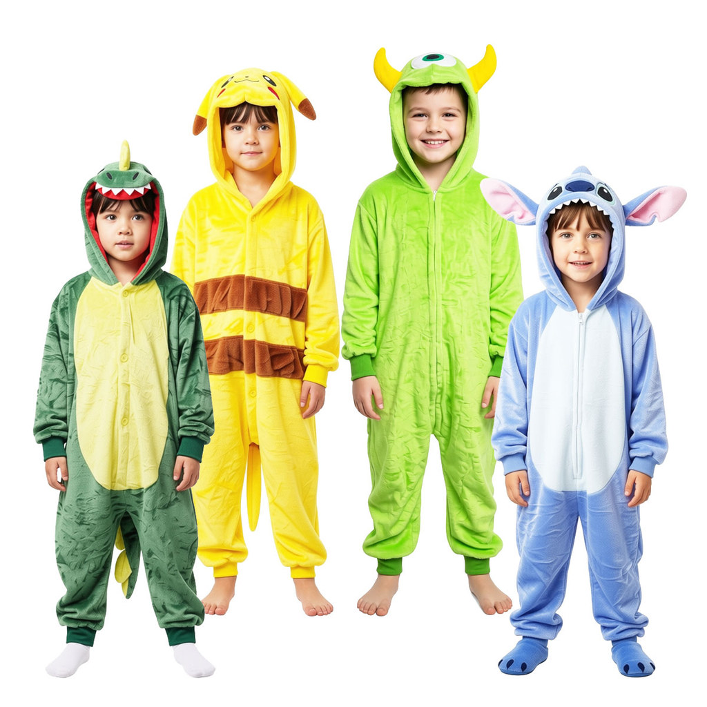 Pijama infantil macacão kigurumi fantasia cosplay inverno peluciado frio dinossauro mike sullivan