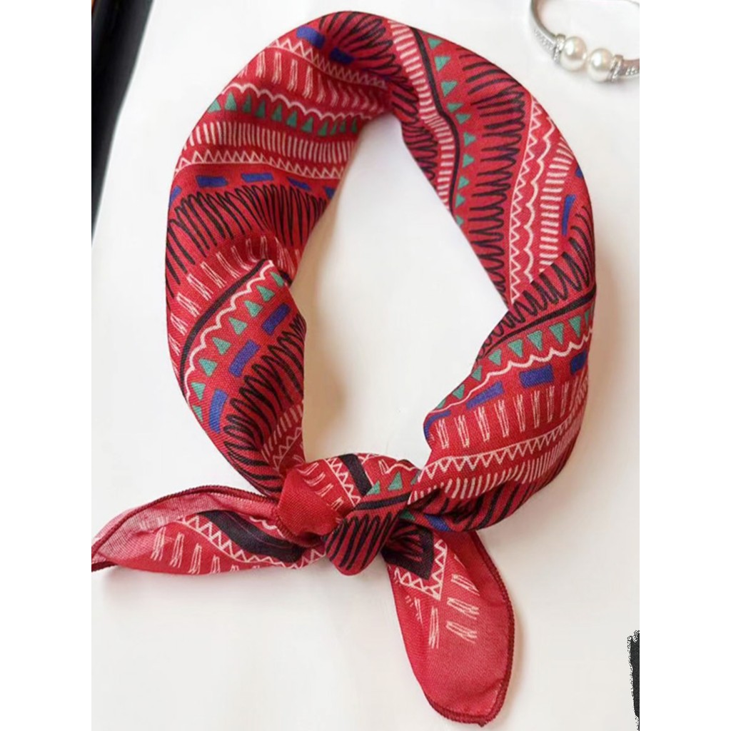 Lenço quadrado pequeno de linho de algodão pequeno lenço de seda feminino primavera outono verão coreano pequeno fresco 