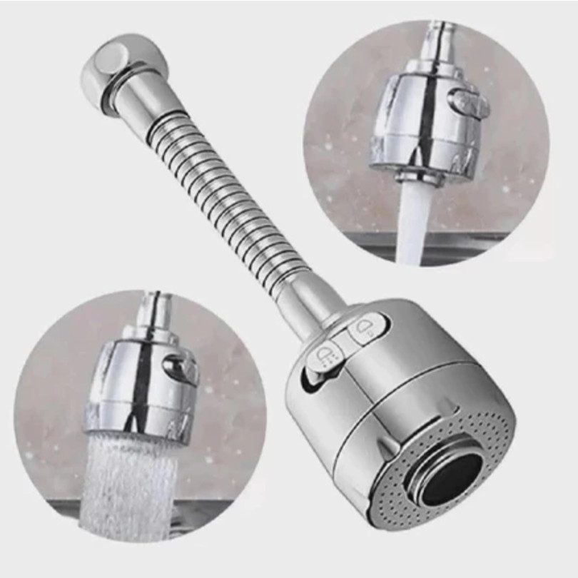 Extensor Torneira 360º Flexível Inox Chuveirinho 2 Jatos Adaptador Pia Economiza Água Universal