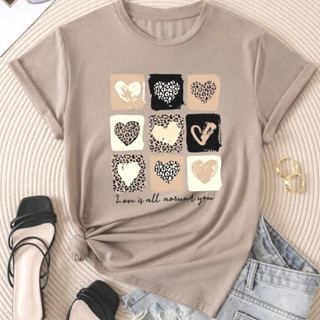 Camiseta Feminina T-shirt Camisa Love Coração Animal Print Tendencia 100% Algodão Blusa em Oferta na Shopee