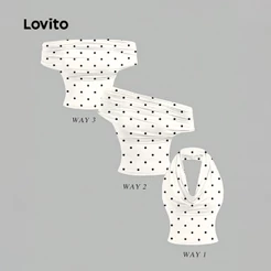 Lovito Camiseta Casual Com Ombros À Mostra 3 Maneiras De Usar Preta E Branca Primavera/verão Para Mulheres L183ED216