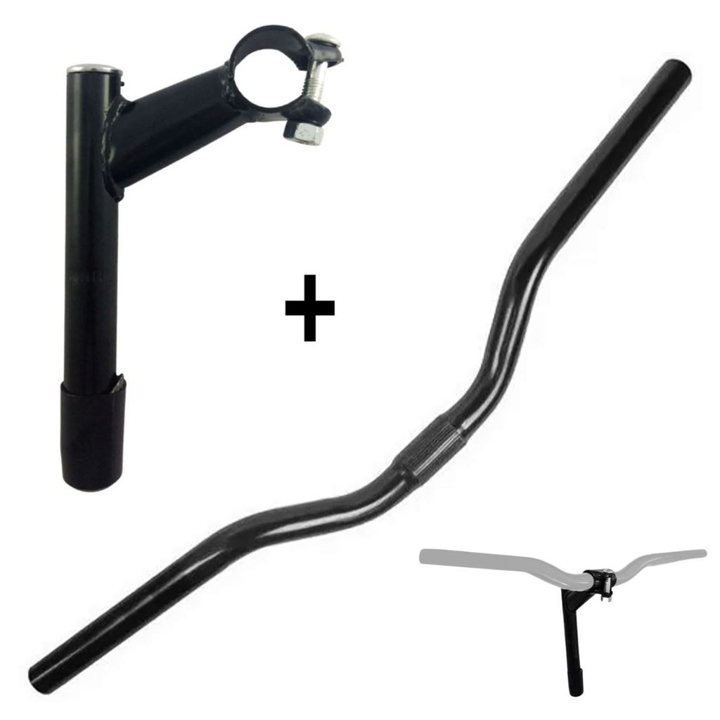 Kit Guidão Curvo Aço Bicicleta + Suporte Mesa 21.1mm Standard Tipo Downhill