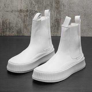 Botas de cano alto masculinas brancas com aumento interno Martin botas na moda Chelsea botas curtas influenciador botas 