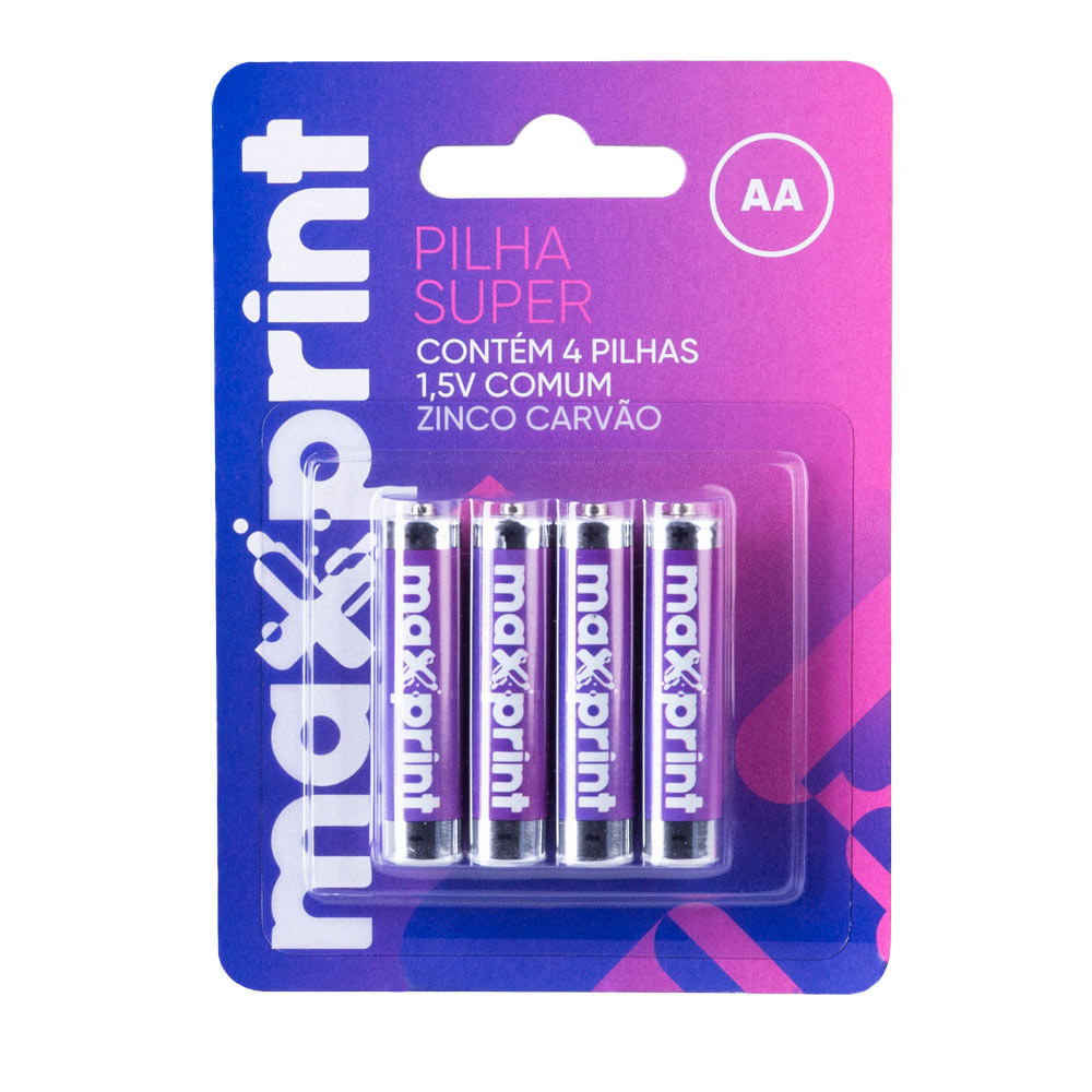 Pilha Pequena AA Zinco Carvão com 4 Maxprint em Oferta na Shopee