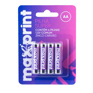 Pilha Pequena AA Zinco Carvão com 4 Maxprint em Oferta na Shopee