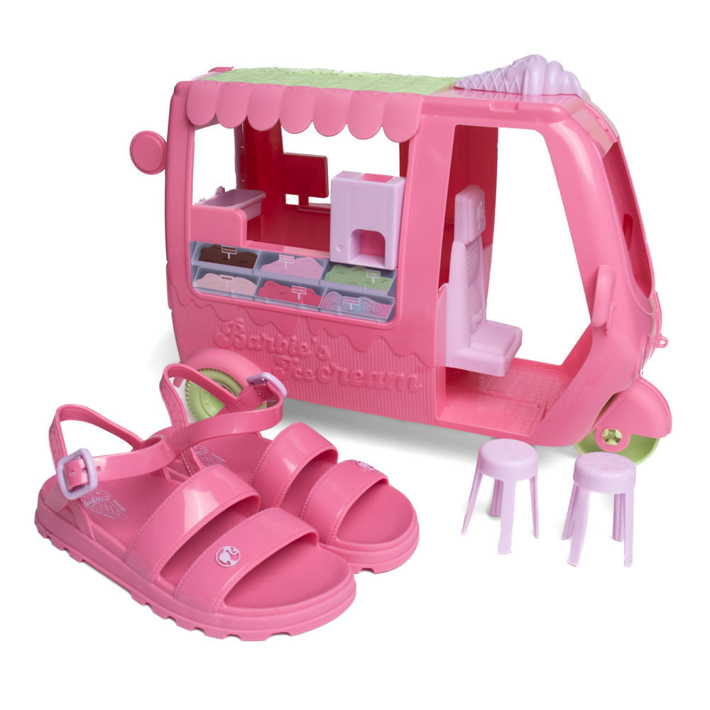 Sandália Infantil Grendene Barbie Sorveteria Papete Rosa