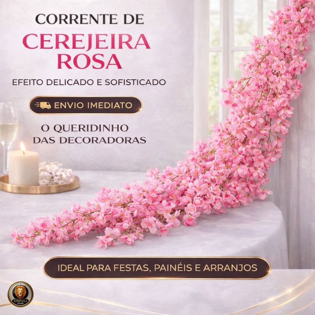 Corrente De Cerejeira Artificial 180cm / 135 Flores Decorativa Flor Artificial Trepadeira.