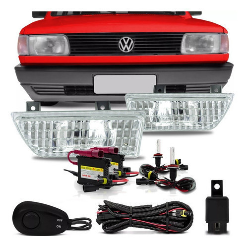 Kit Farol Milha Gol Saveiro Voyage Quadrado + Xenon 8000k H3