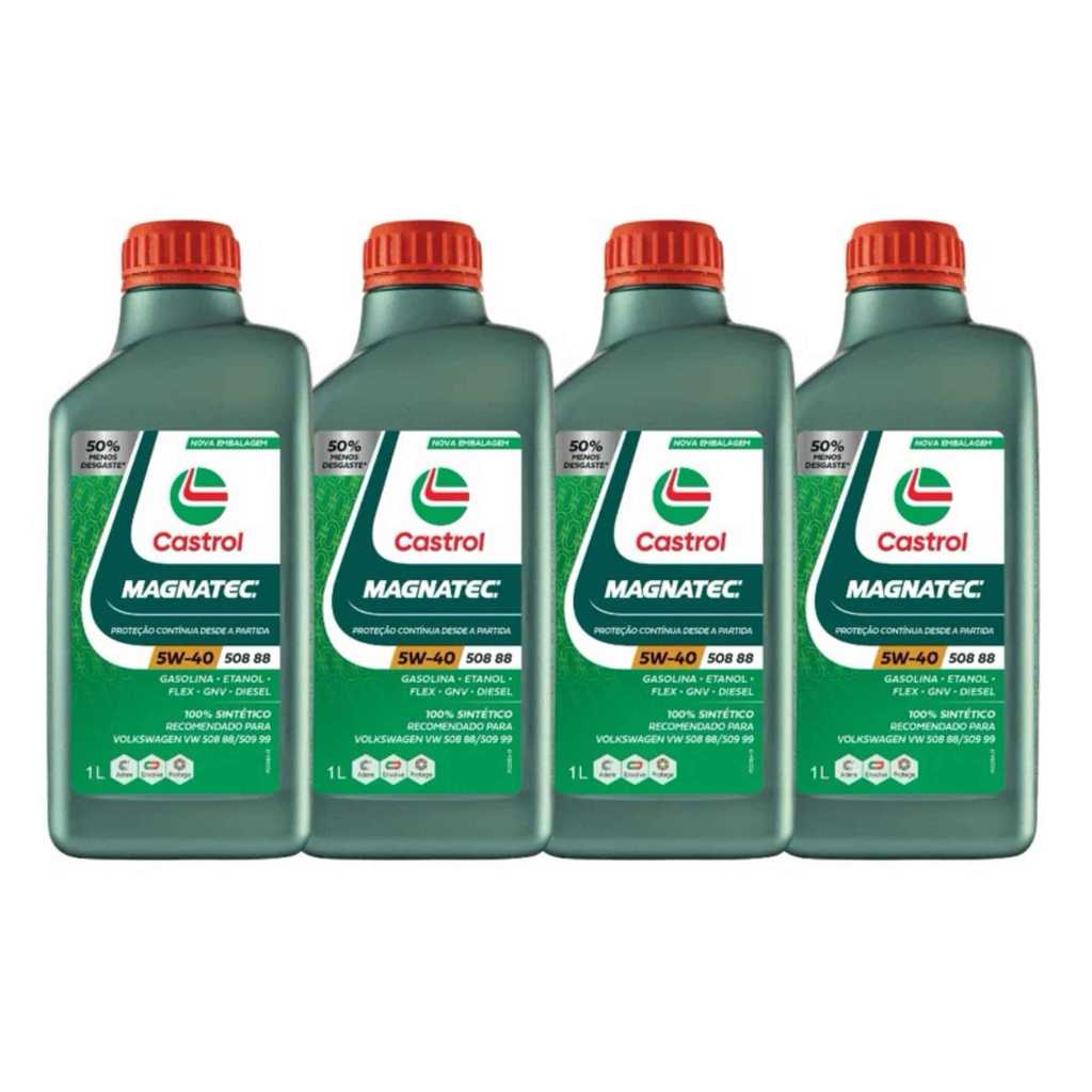 Kit 4 Litros Óleo Castrol Magnatec 5w40 508 509 Volkswagen 3 Cilindros