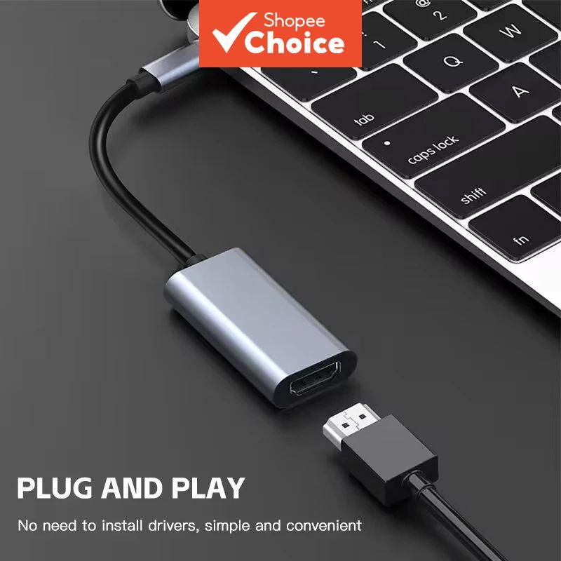  Adaptador 4K 60Hz USB C para HDMI compatível, USB 3.1 macho para fêmea, conversor HDTV para TV, MacBook, Laptop, PC