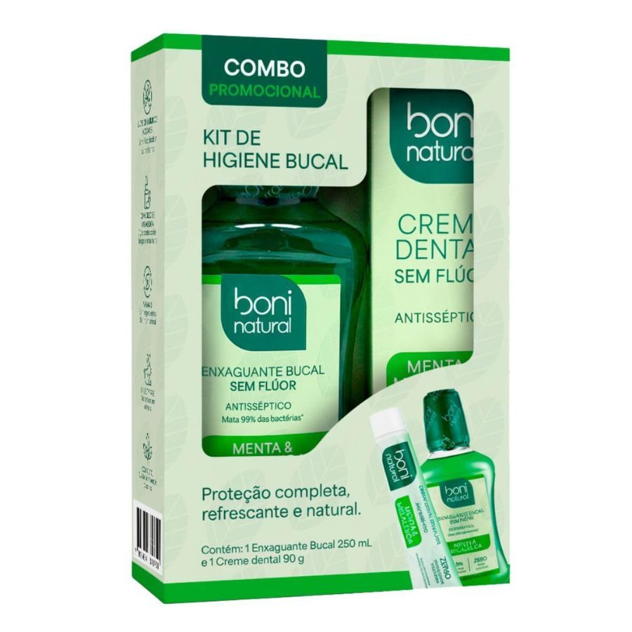Kit Higiene Bucal Creme Dental + Enxaguante Bucal Boni Natural