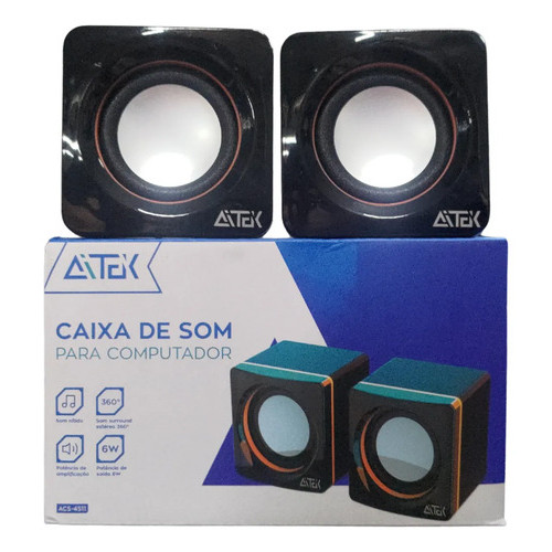Caixa De Som Usb Aitek Acs-4511 6w Para Pc E Notebook